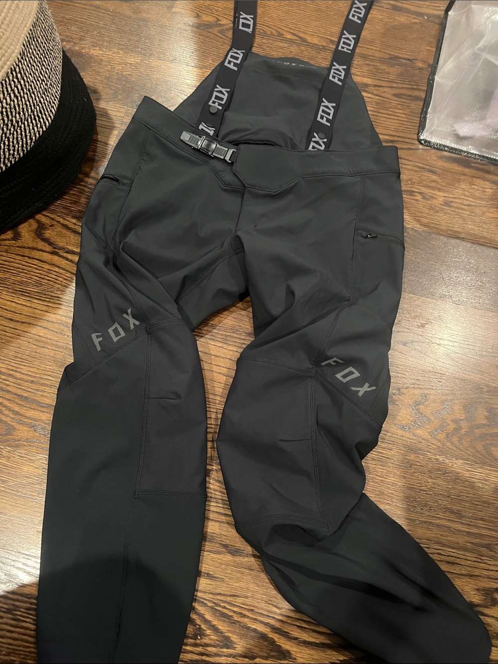 Fox Black Softshell Bib Pants with Logo Straps